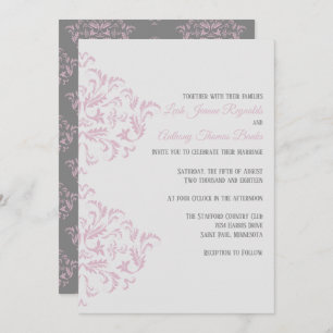 Invitation de Damas élégante rose et gris