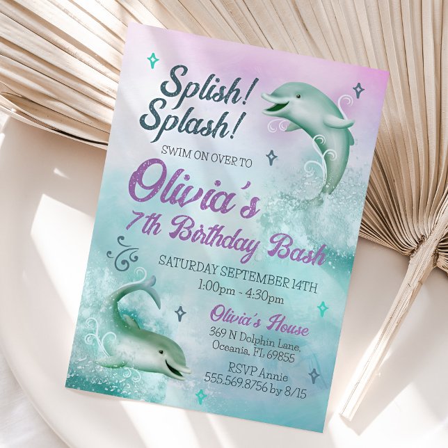 Invitation de dauphins, Invitation d'anniversaire  (Dolphin Invitation)