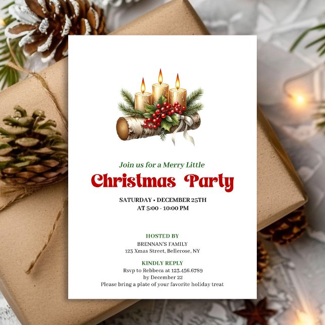 Invitation de décoration de Noël aux baies de houx (Modern Holly Berries Christmas Decoration Invite)