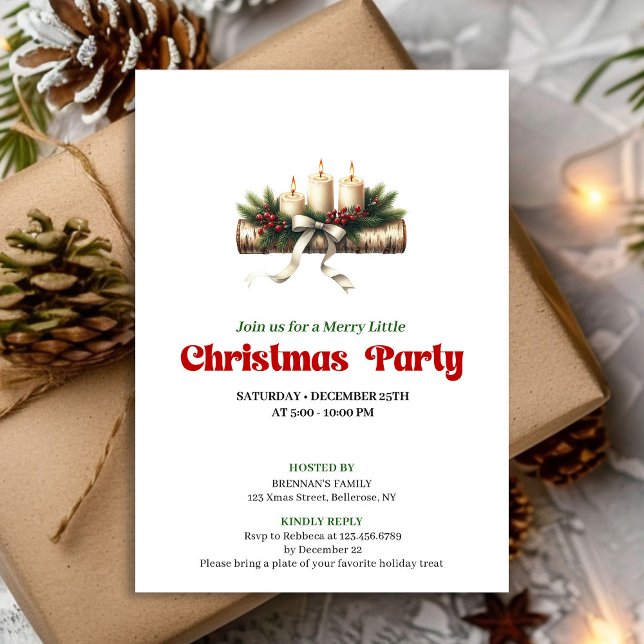 Invitation de décoration de Noël aux baies de houx (Trendy Holly Berries Christmas Decoration Invite)