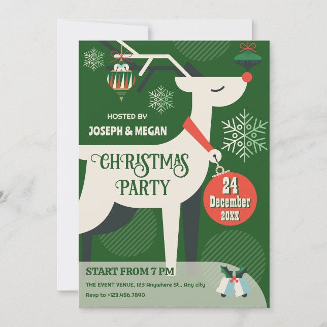 Invitation de décoration de Noël de cerf classique (Devant)
