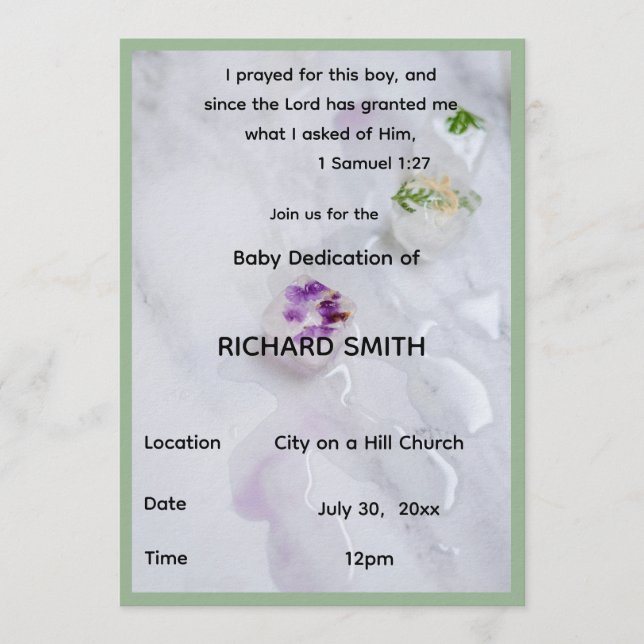 Invitation de dédicace de bébé garçon avec verset  (Devant)