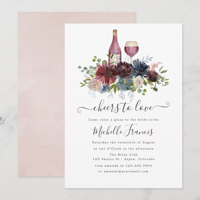 Invitation de dégustation de vin bordeaux et rose  (Devant / Derrière)