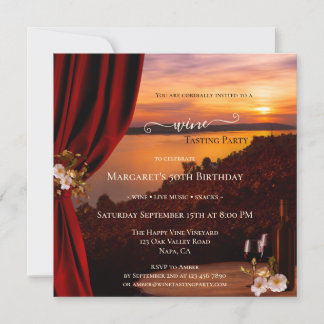 Invitation de dégustation de vin de coucher de sol