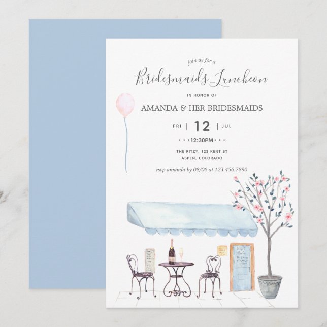 Invitation de déjeuner de mariage à Paris à l'aqua (Devant / Derrière)