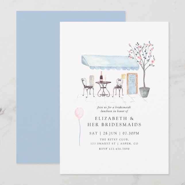 Invitation de déjeuner de mariage à Paris à l'aqua (Devant / Derrière)