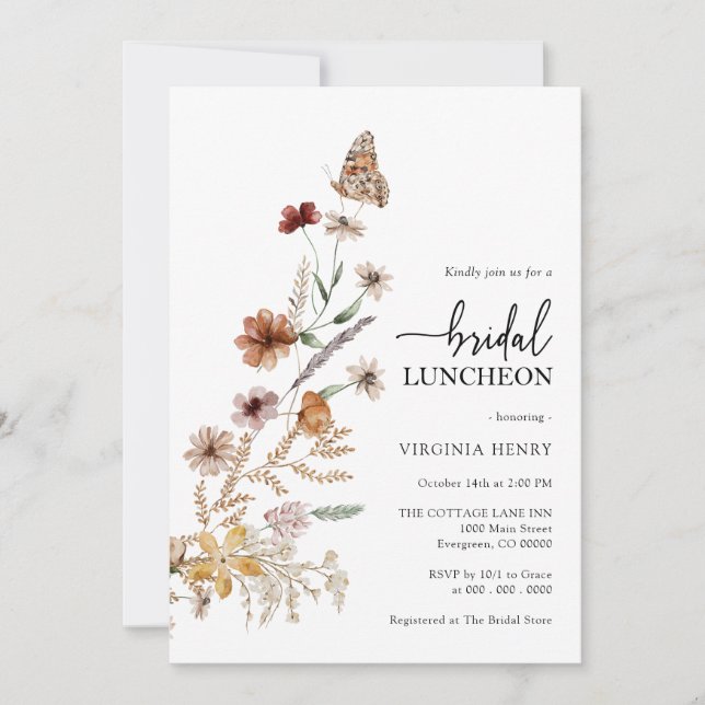 Invitation de déjeuner de mariage bohème blanc (Devant)