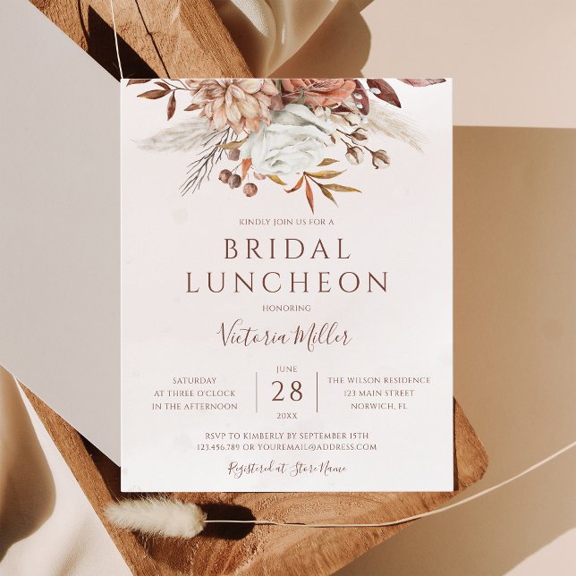 Invitation de déjeuner de mariage bohème chic auto (Créateur téléchargé)