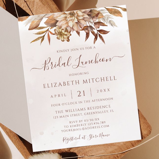 Invitation de déjeuner de mariage bohème chic auto (Créateur téléchargé)