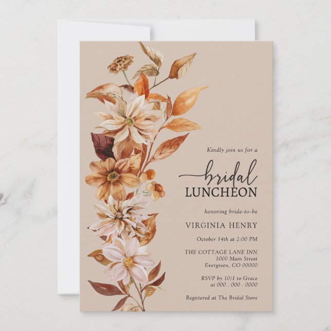 Invitation de déjeuner de mariage rustique (Devant)