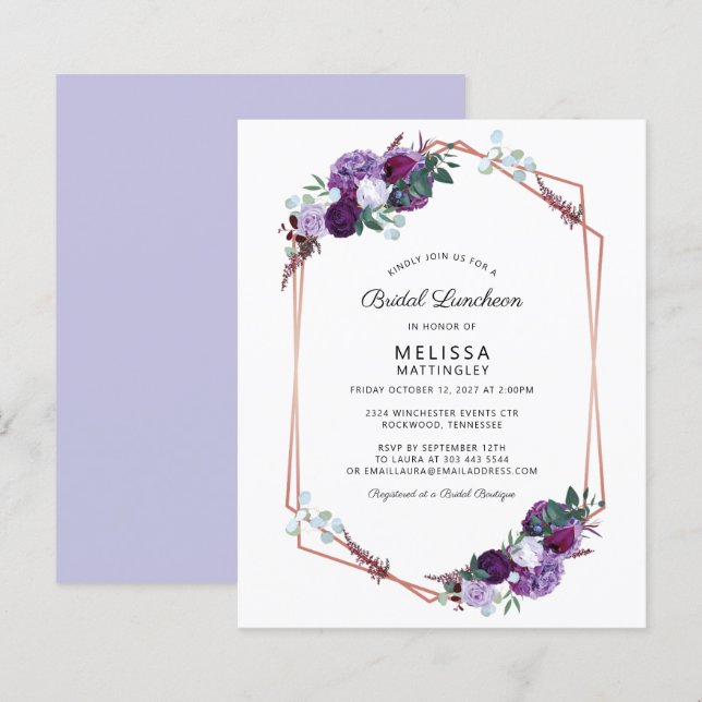 Invitation de déjeuner nuptiale géométrique floral (Devant / Derrière)