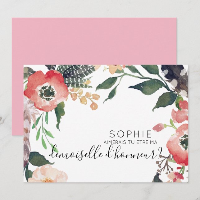 invitation de demoiselle d'honneur à personnaliser (Devant / Derrière)