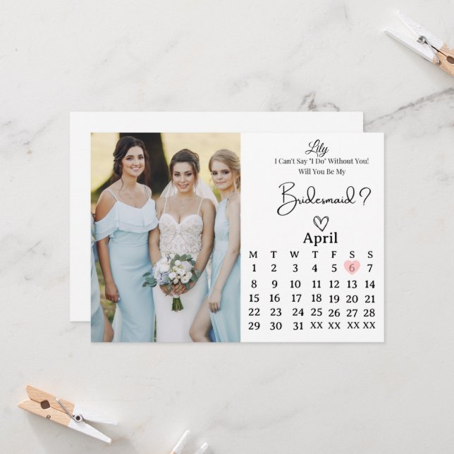 Invitation de demoiselle d'honneur adorable (Devant/Arrière en situation)