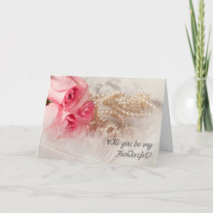 Invitation de demoiselle d'honneur avec roses et p