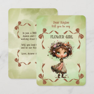 Invitation de Demoiselle d'Honneur Florale Verte A