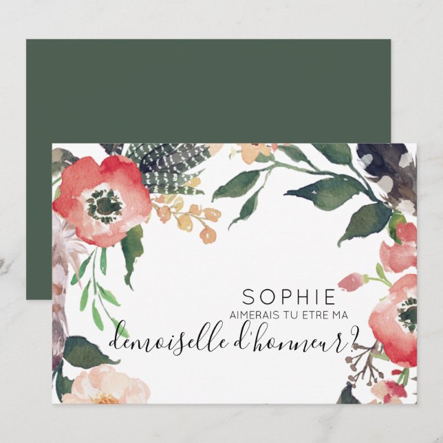 invitation de demoiselle d'honneur personnalisée (Devant / Derrière)