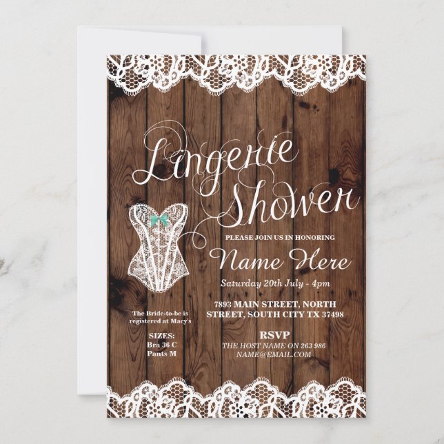 Invitation de dentelle de la Lingerie Shower (Devant)