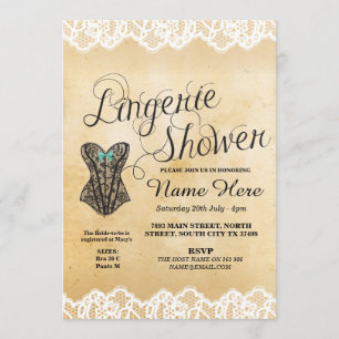 Invitation de dentelle de lingerie de douche de ma