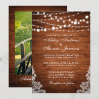 Invitation de dentelle en bois Mariage rustique PB