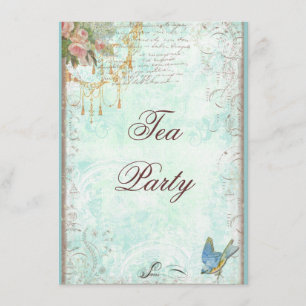 Invitation de dentelles, de bleuets et de lacets