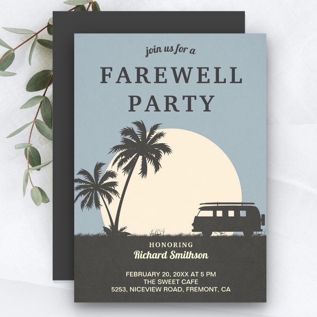 Invitation de départ de fête de van tropical vinta (Créateur téléchargé)