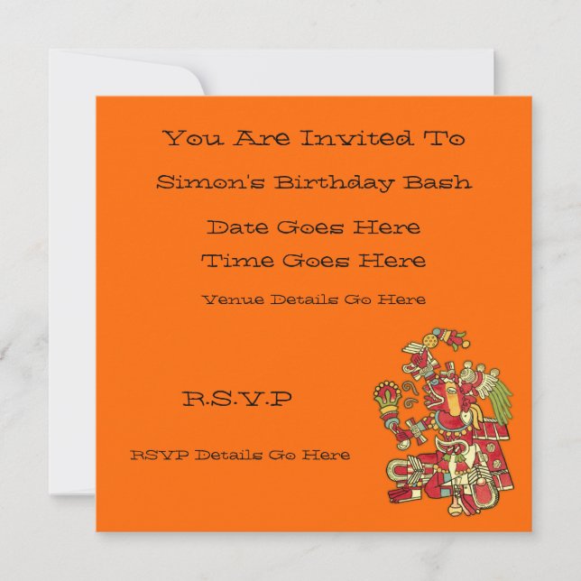 Invitation de design Aztec (Devant)