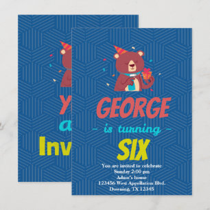 Invitation de dessin animé d'ours enfant personnal