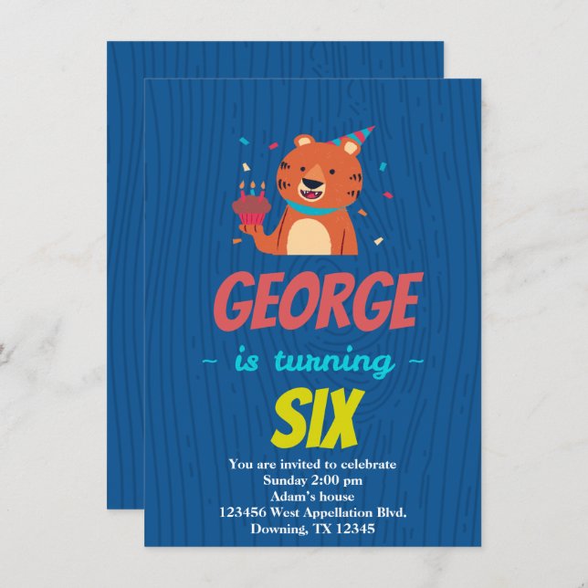 Invitation de dessin animé personnalisée pour gâte (Devant / Derrière)