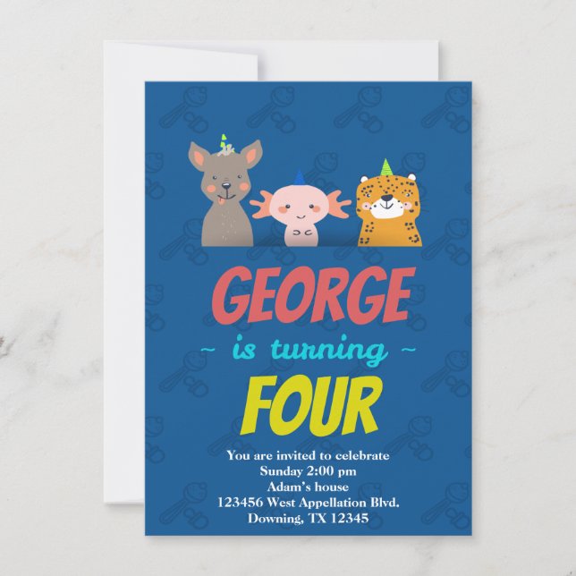 Invitation de dessin sur mesure pour bébé Cheetah  (Devant)