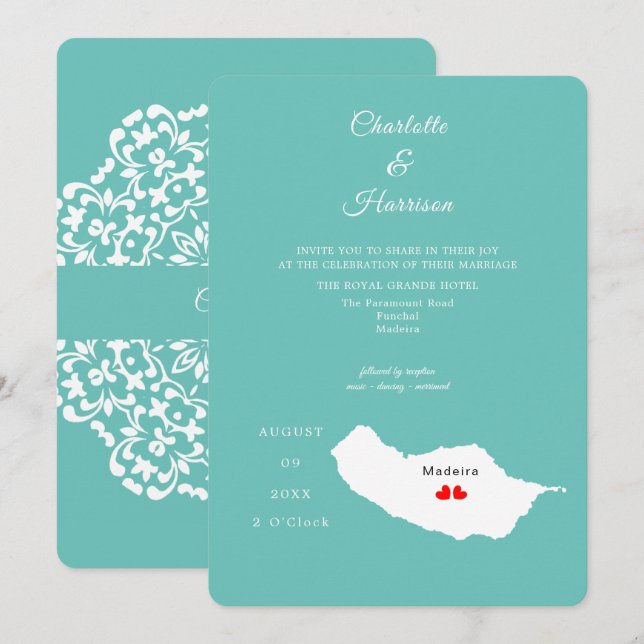 Invitation de destination Mariage Madeira (Devant / Derrière)