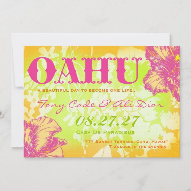 Invitation de destination OAHU HAWAII (Devant)