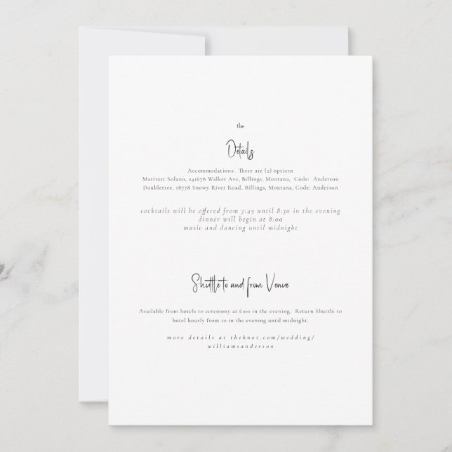 Invitation de détails de mariage 'Just the Two of  (Devant)