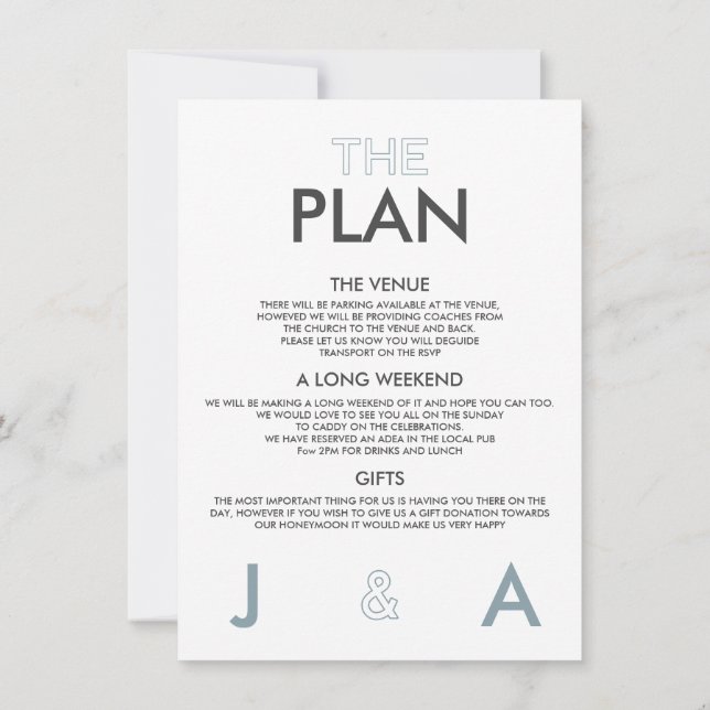 Invitation de détails de mariage minimal de couleu (Dos)