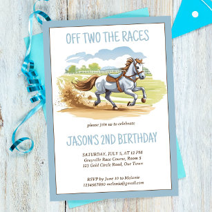 Invitation De deux courses cheval équestre pony anniversaire