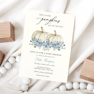 Invitation de deux petits Baby showers bleus Citro