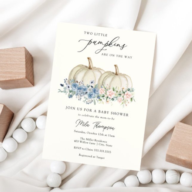 Invitation de deux petits Baby showers Citrouille (Créateur téléchargé)