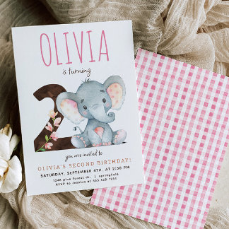 Invitation de deuxième anniversaire de l'éléphant