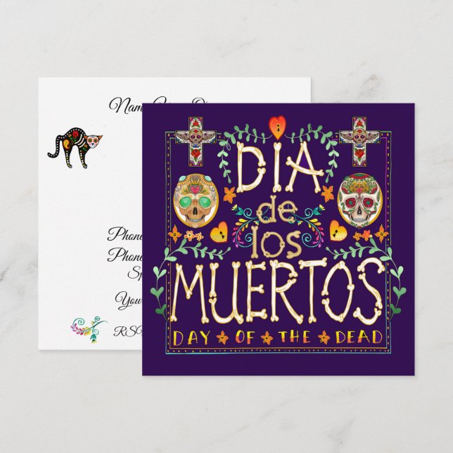 Invitation de Dia De Los Muertos - Jour des Morts (Devant / Derrière)