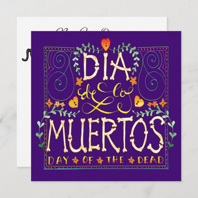 Invitation de Dia De Los Muertos - Jour des Morts (Devant / Derrière)