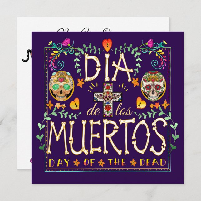 Invitation de Dia De Los Muertos - Jour des Morts (Devant / Derrière)