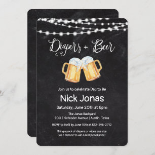 Invitation de Diapers et de Chalkboard de bière