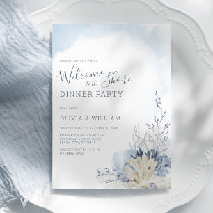 Invitation de dîner à l'aquarelle Plage Bienvenue