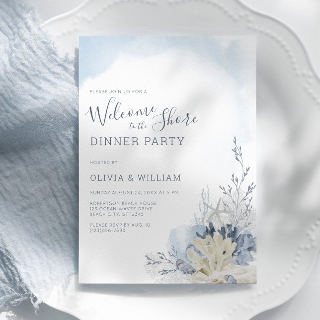 Invitation de dîner à l'aquarelle Plage Bienvenue  (Créateur téléchargé)