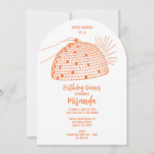 Invitation de dîner boule disco orange