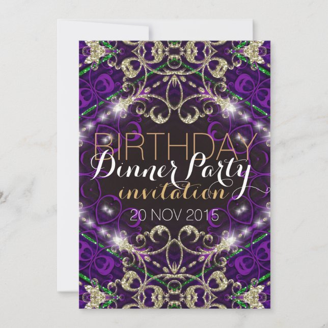 Invitation de dîner d'anniversaire Décor Royale Vi (Devant)