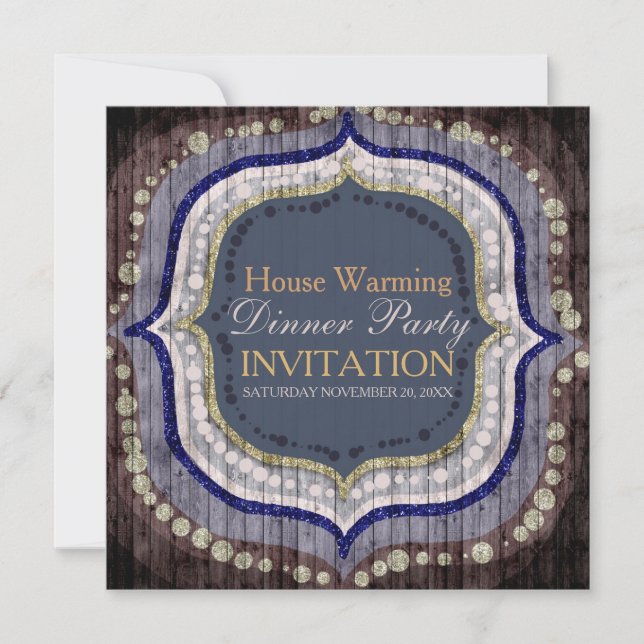 Invitation de dîner de fête à la maison bohème rus (Devant)