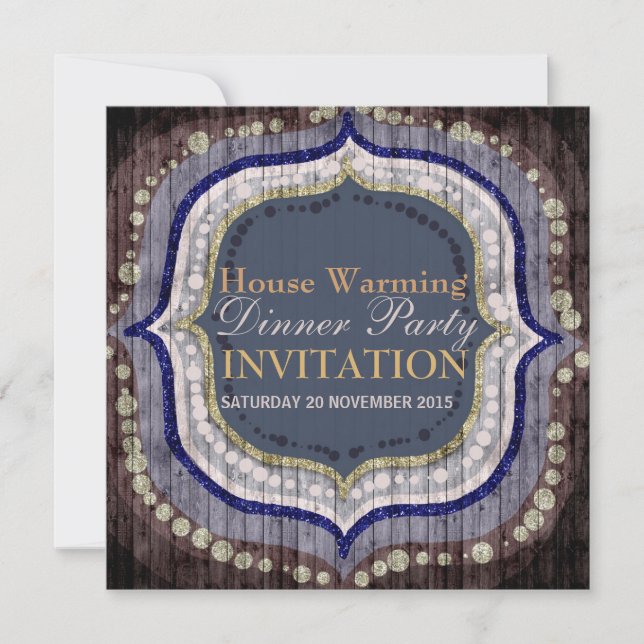 Invitation de dîner de fête à la maison bohème rus (Devant)