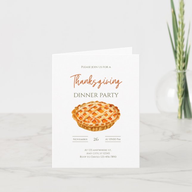 Invitation de dîner de fête de Thanksgiving à tart (Devant)