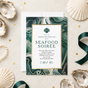 Invitation de dîner de fruits de mer en marbre éme