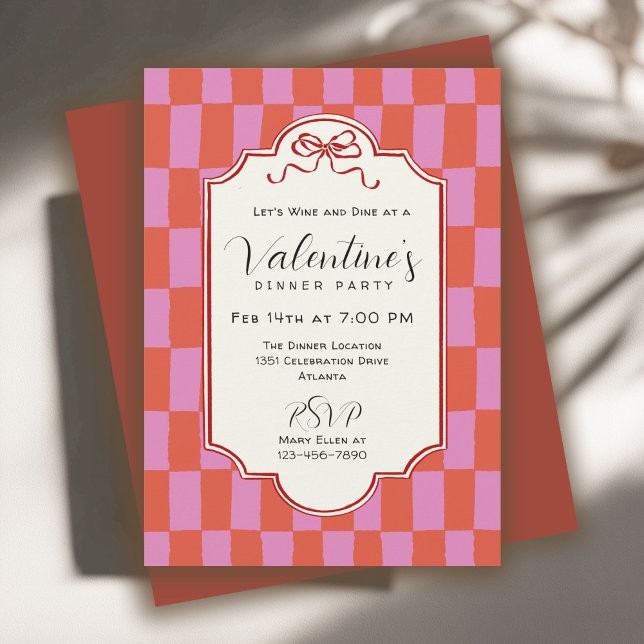 Invitation de dîner de la Saint-Valentin à carreau (Créateur téléchargé)